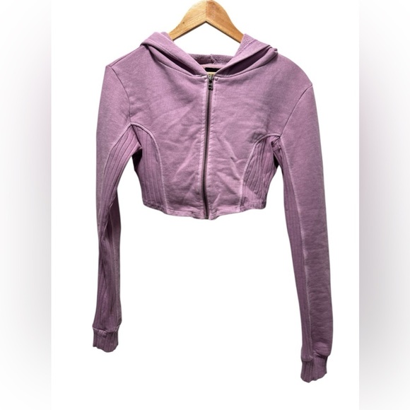 Urban Outfitters Out from Under XS Distressed Faded Hooded Cropped Sweatshirt - Picture 6 of 8